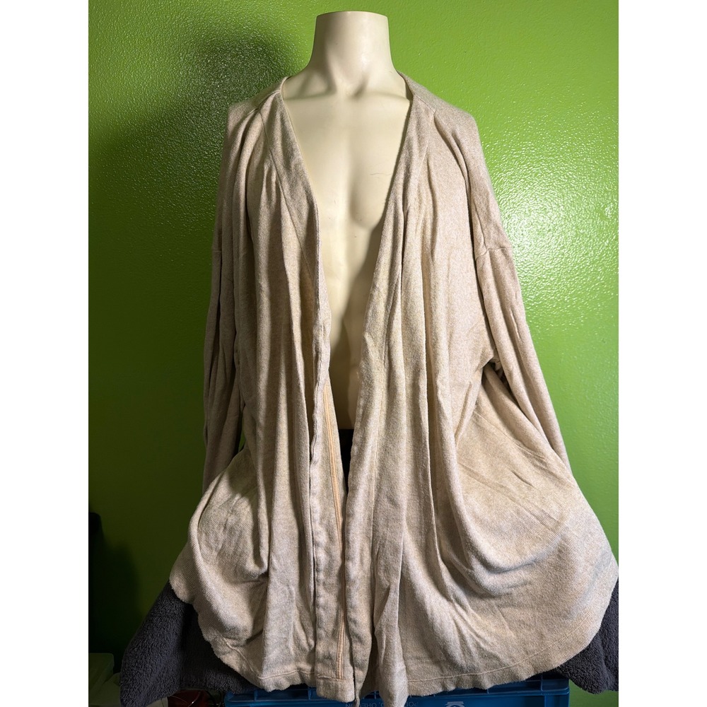 Anthropologie Tan Marled Open Front Draped Cardigan Sweater Womens 3X OP 1340992